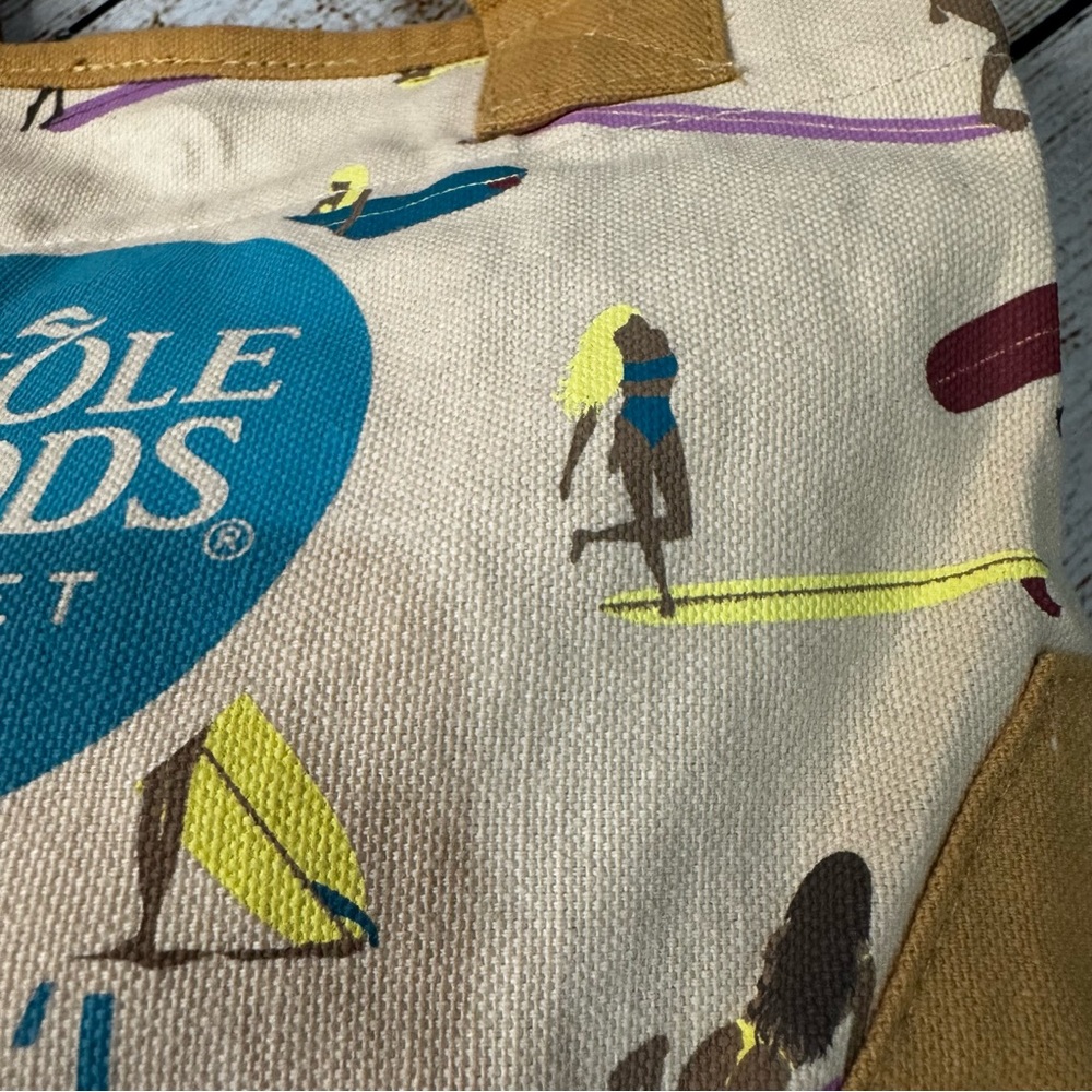 NWT Whole Foods Hawaii x Tag Aloha Mini Tote 100% Cotton Surfer Girl Tote - Picture 2 of 16